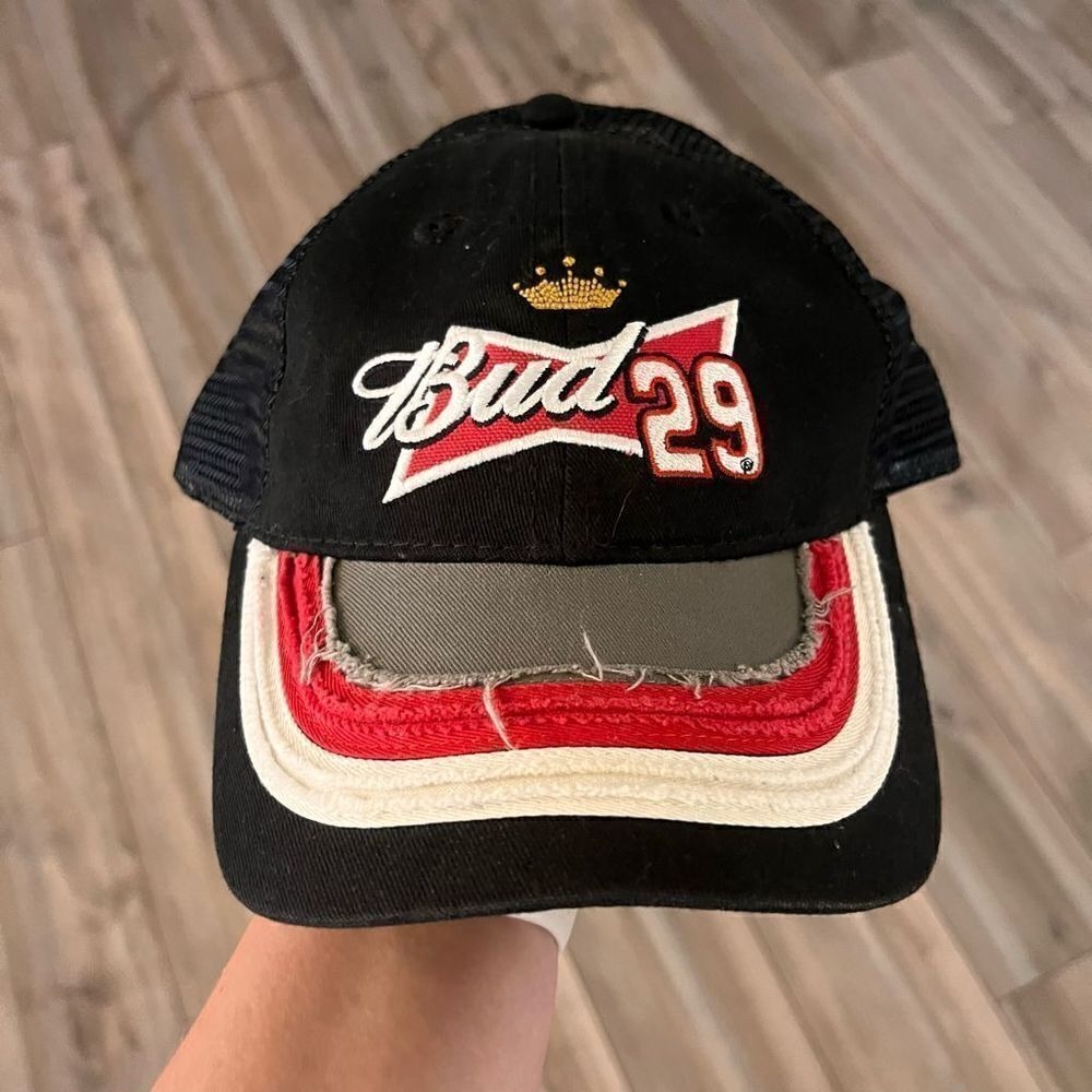 Chase Authentics Black‎ Budweiser Beer Hat  Nascar Racing Distressed